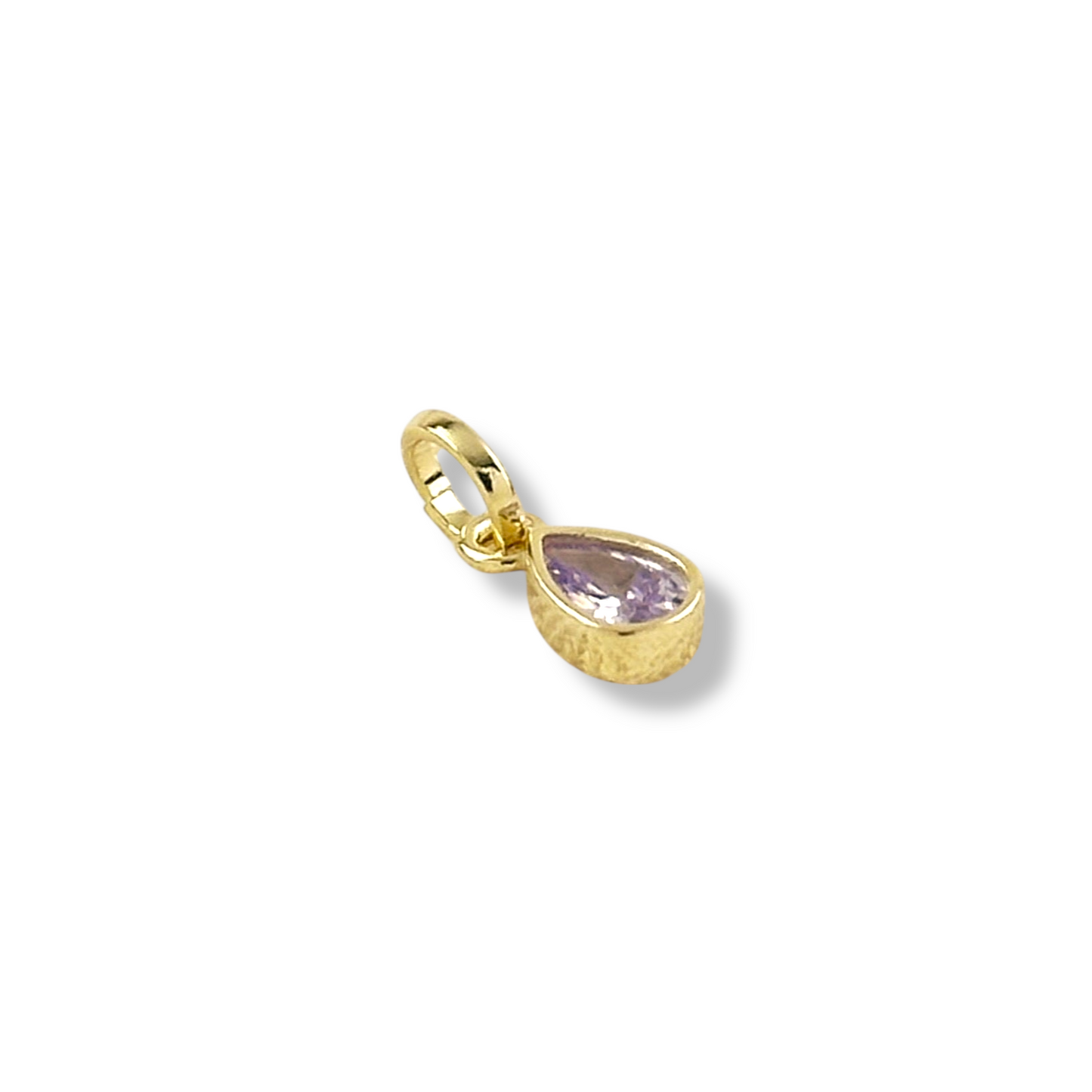 Birthstone Bezel Teardrop CZ 13mm 18K Gold Filled Charm