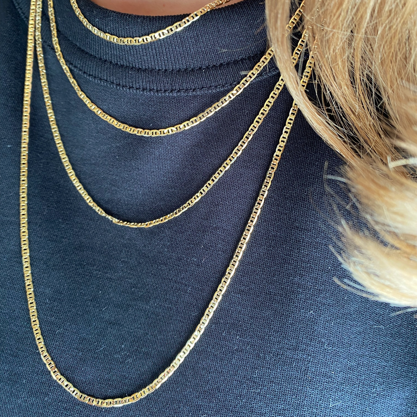2mm Flat Mariner Chain 18K Gold Filled Necklace