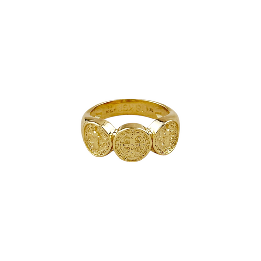 Triple Saint Benedict 18k Gold Filled Ring