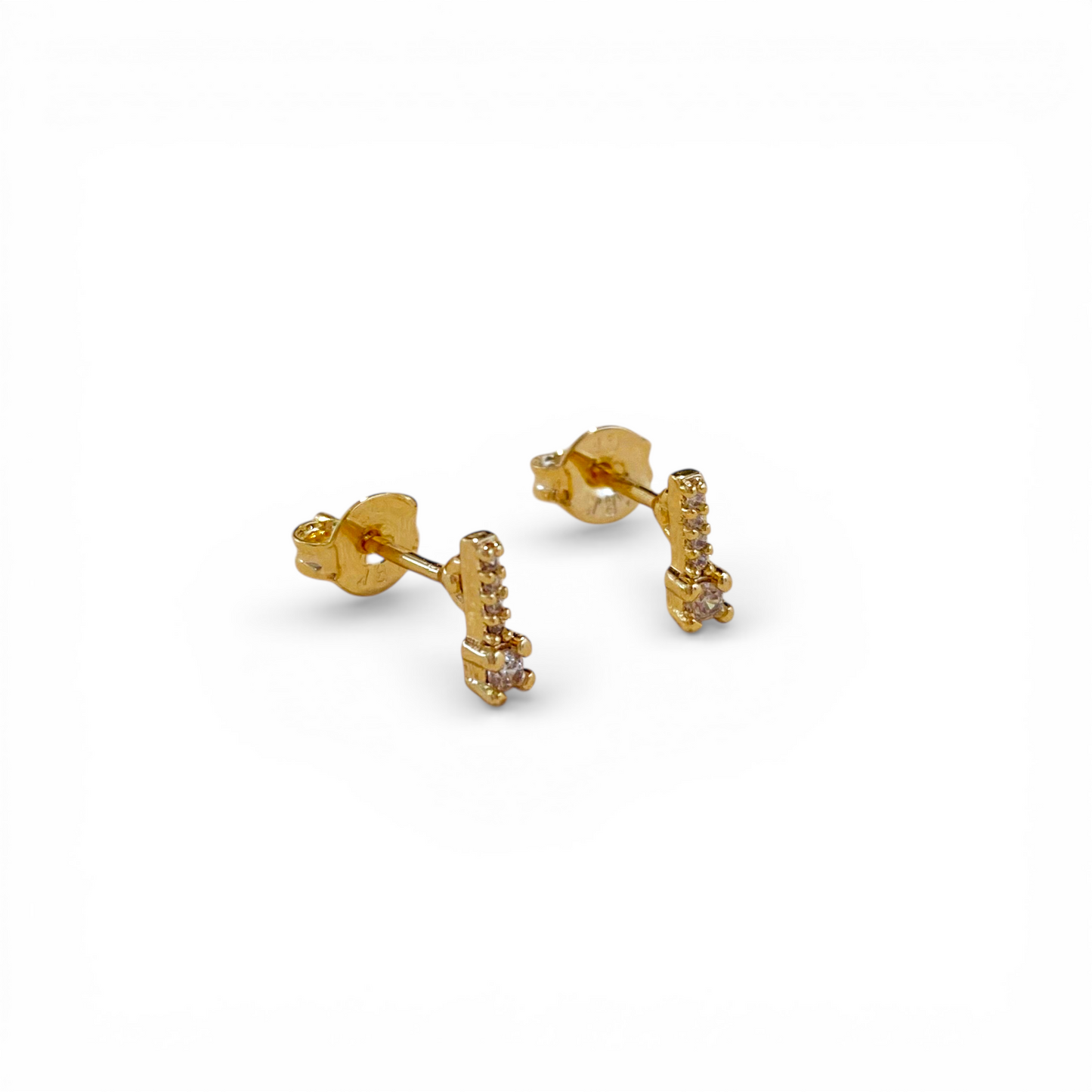 6mm Micro CZ Bar 18K Gold Filled Stud Earrings