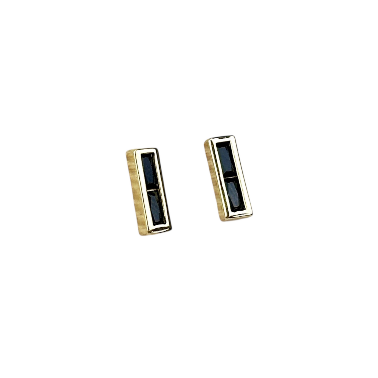 10mm Split Baguette CZ Stud 18k Gold Filled Earring
