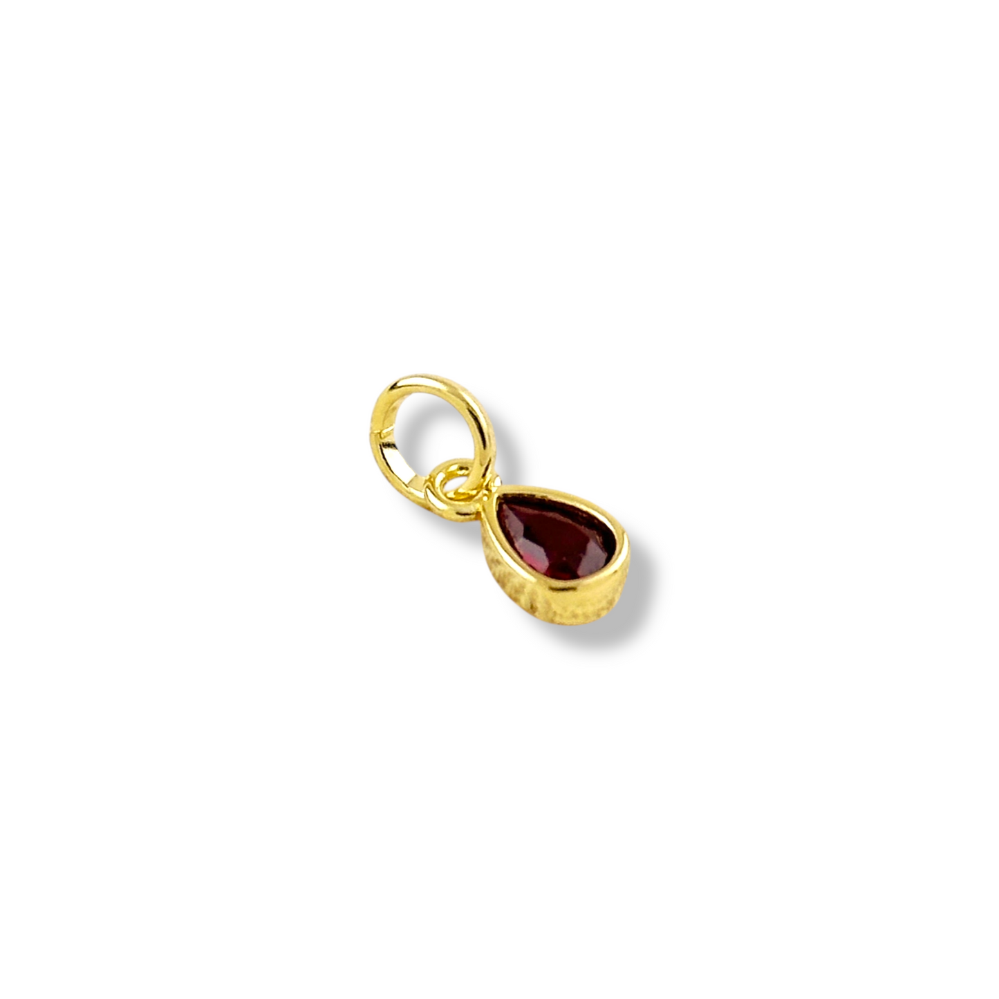 Birthstone Bezel Teardrop CZ 13mm 18K Gold Filled Charm