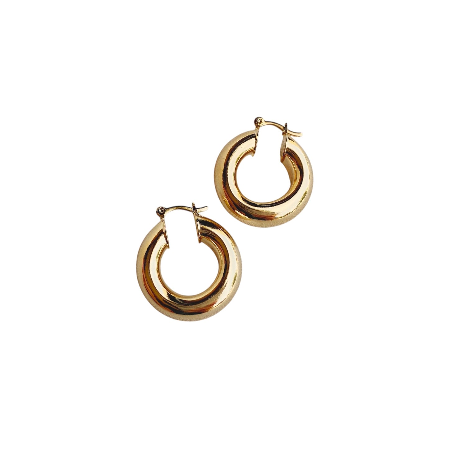26mm Chunky Hollow Tube Hoop 18k Gold Filled Earrings