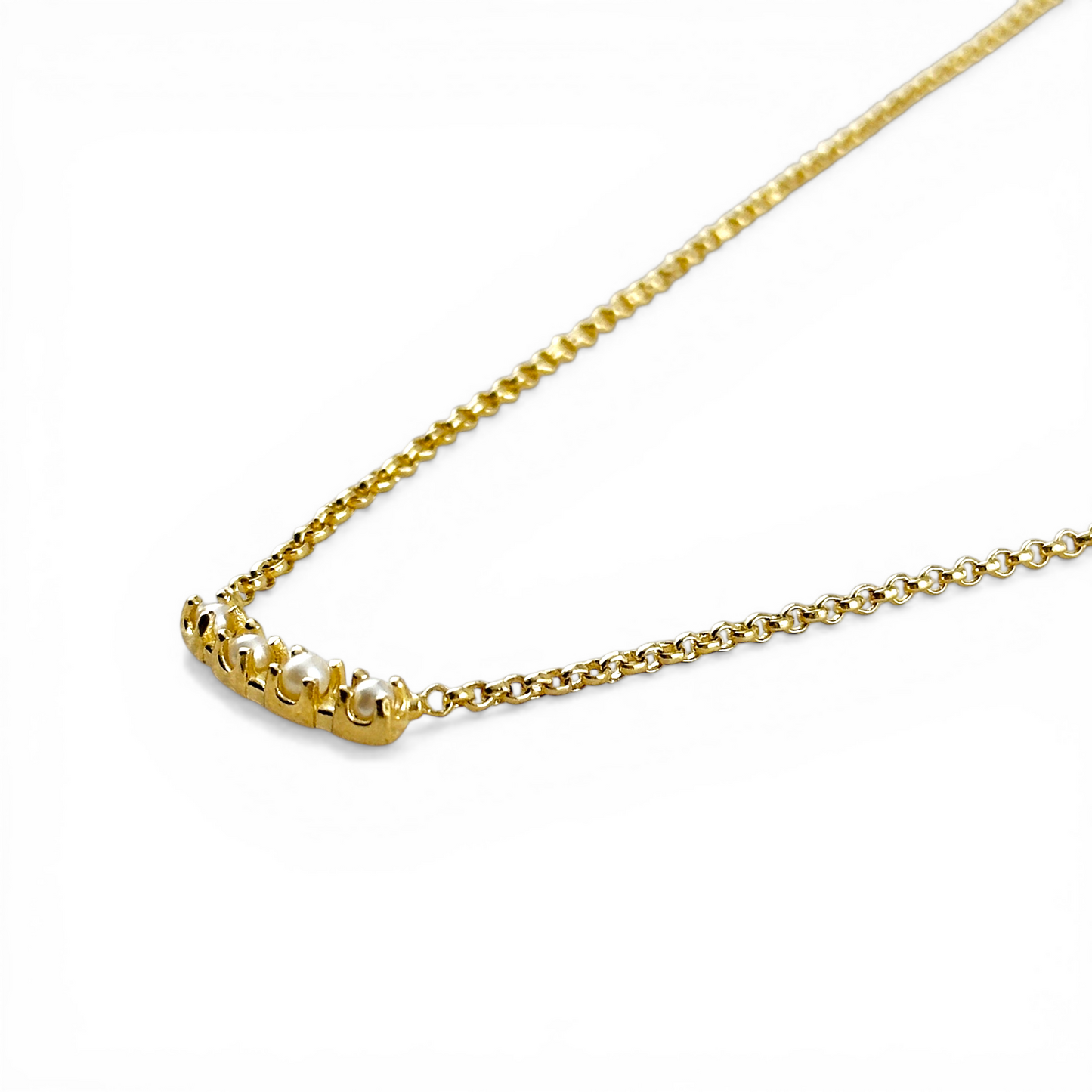 Freshwater Pearls Curved Bar 18K Gold Filled Necklace