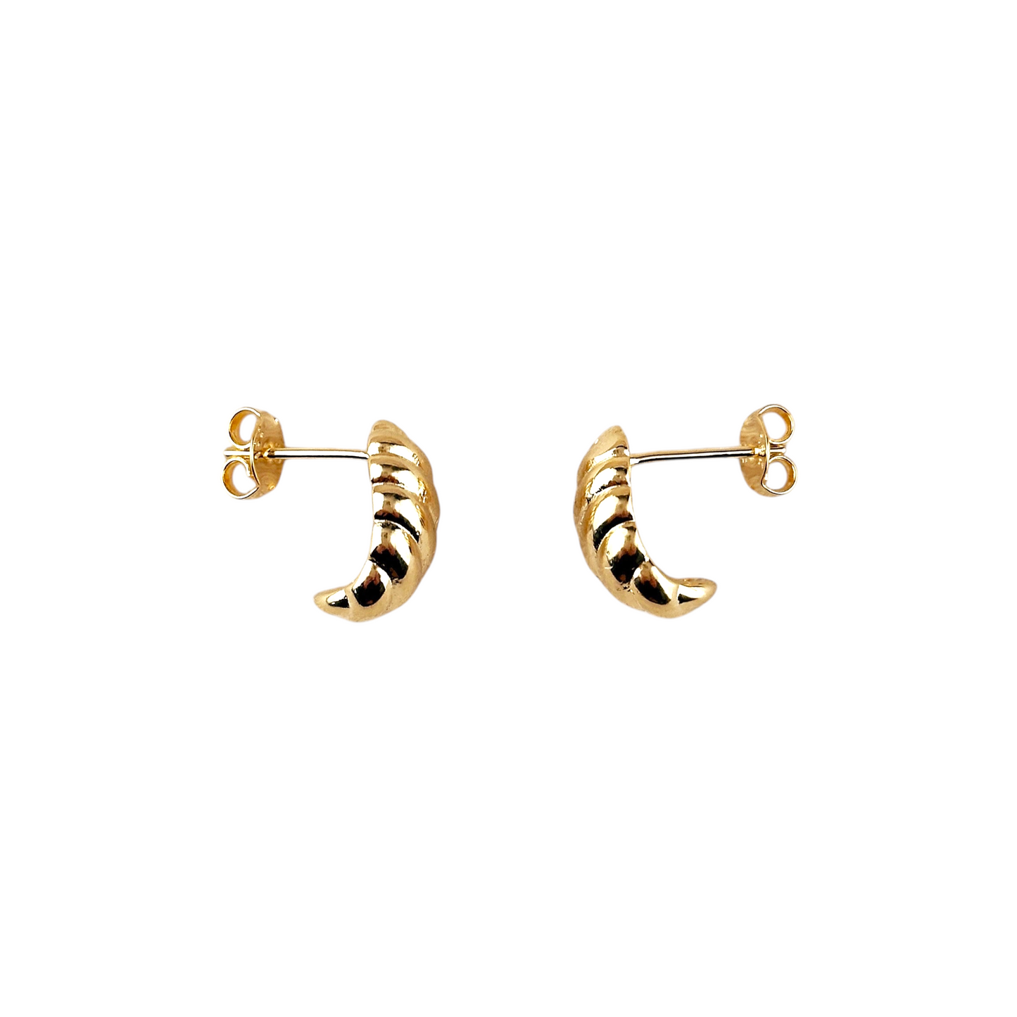 15mm Croissant Stud 18k Gold Filled Earrings