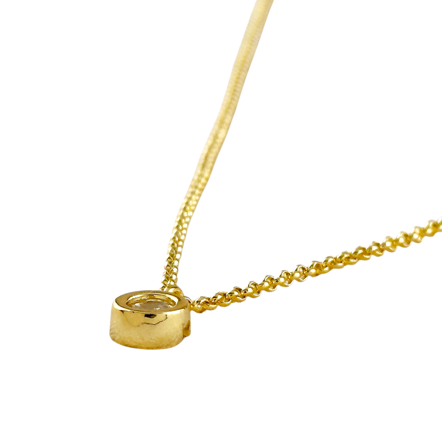 6mm CZ Solitaire 18k Gold Filled Necklace