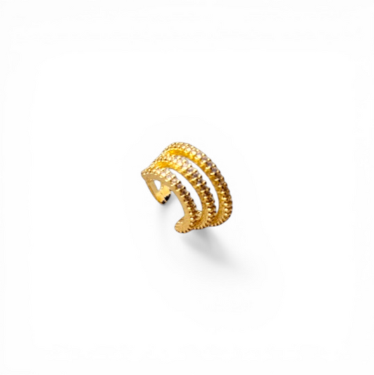 Three Layer Pavé CZ 18K Gold Filled Ear Cuff