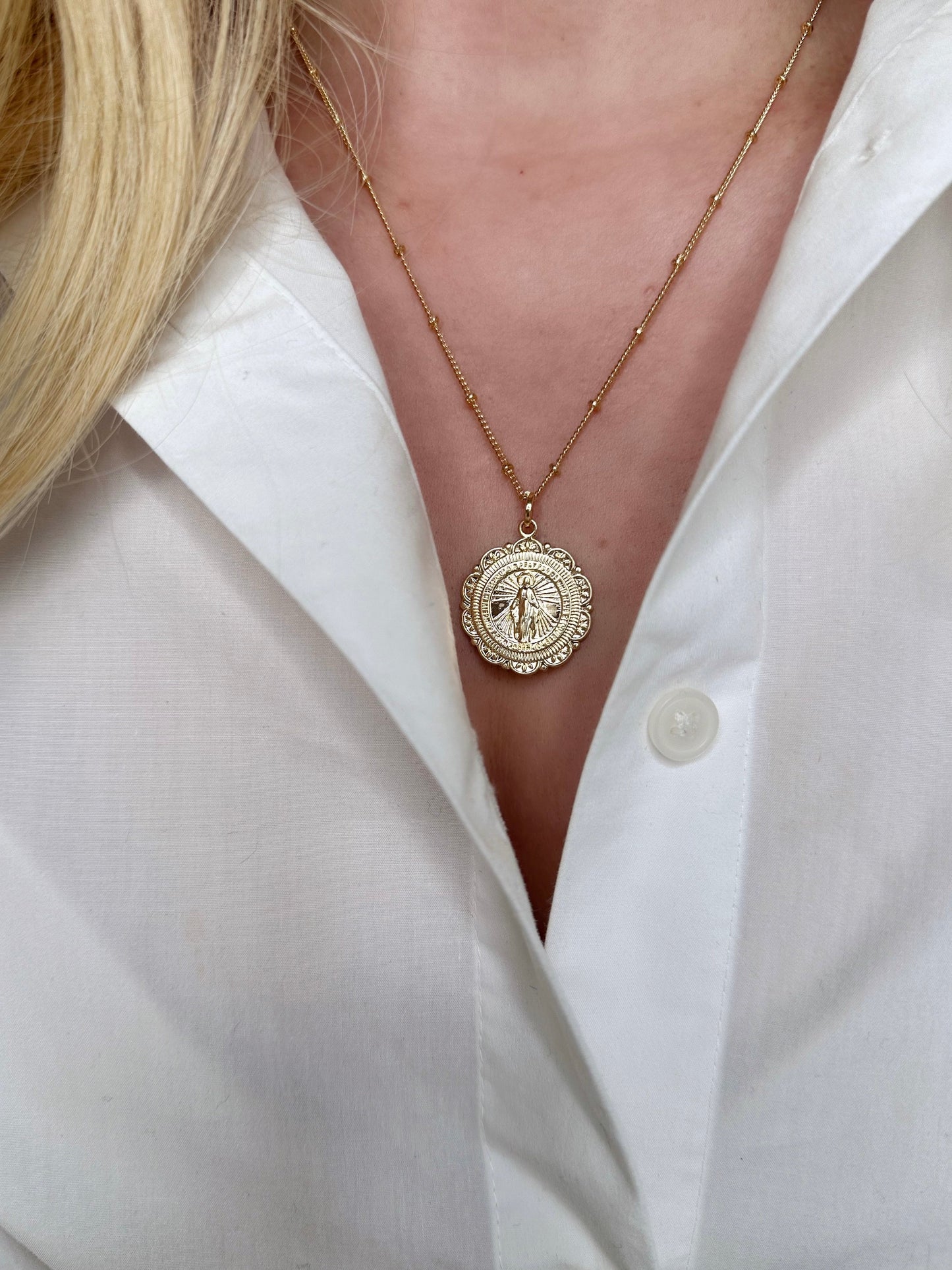 Fleur-de-Lis Medal 18K Gold Filled Pendant