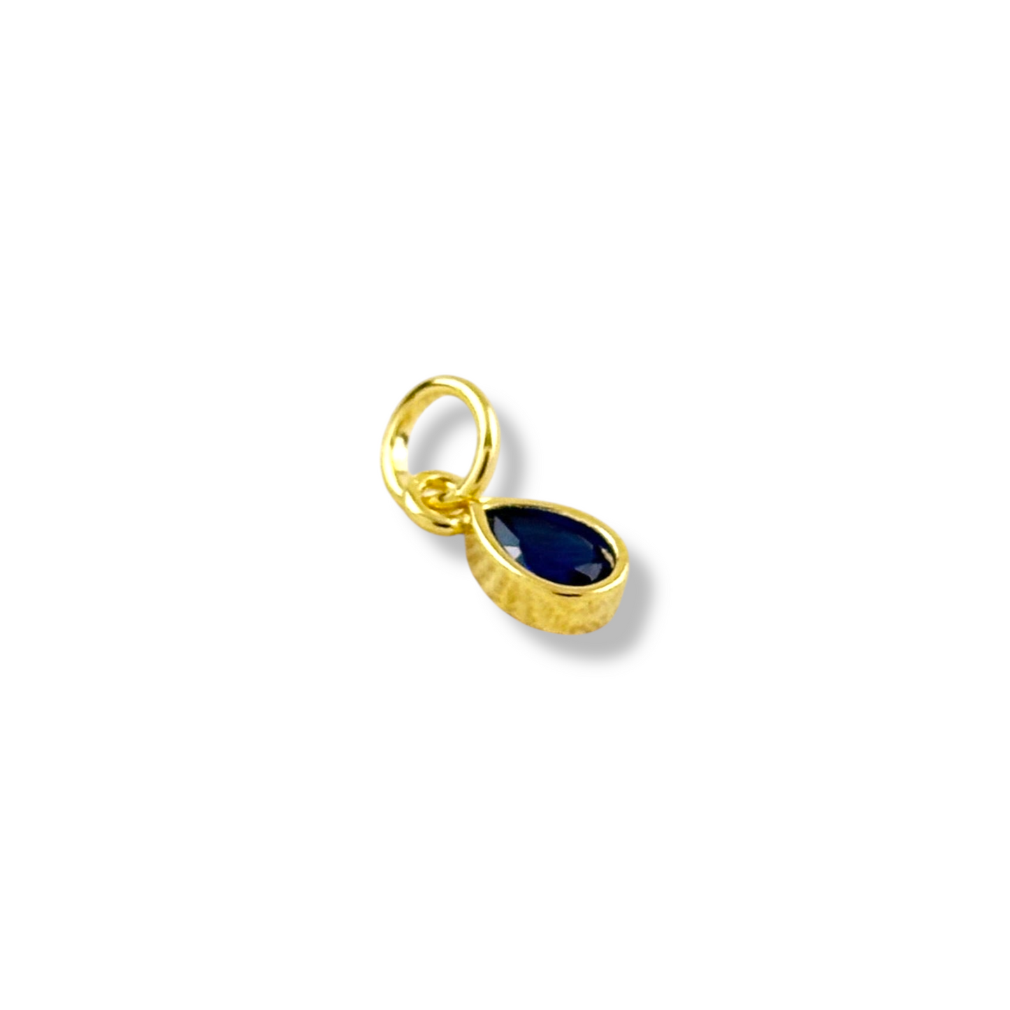 Birthstone Bezel Teardrop CZ 13mm 18K Gold Filled Charm
