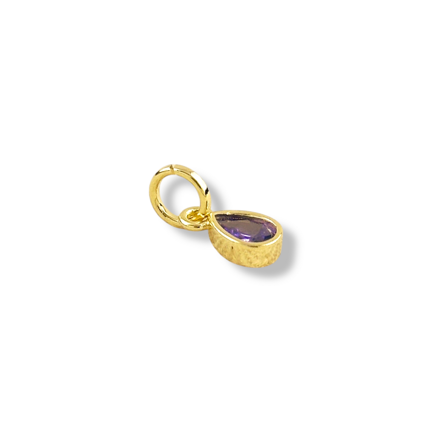 Birthstone Bezel Teardrop CZ 13mm 18K Gold Filled Charm