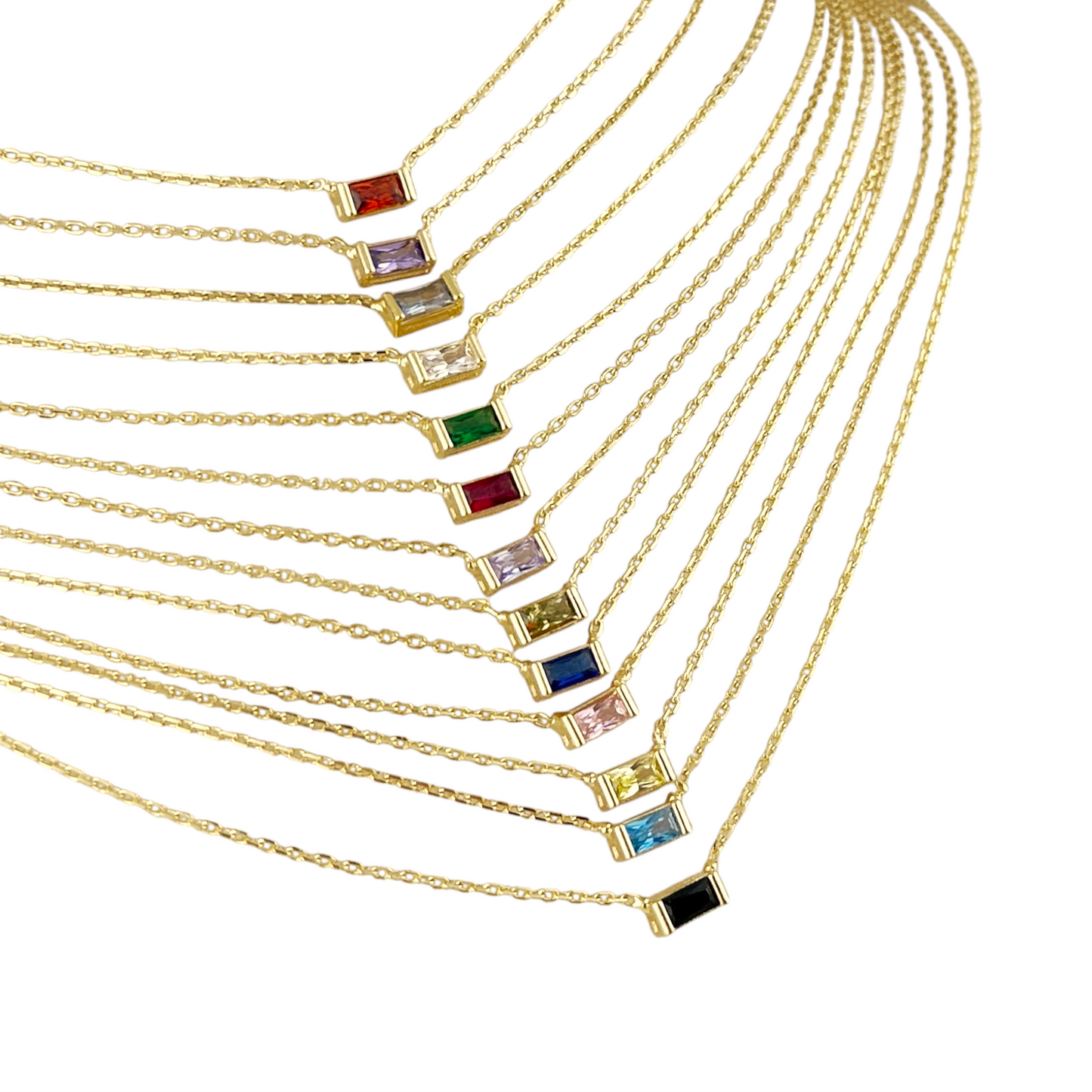 Birthstone CZ Set 18K Gold Filled Necklace & Earrings