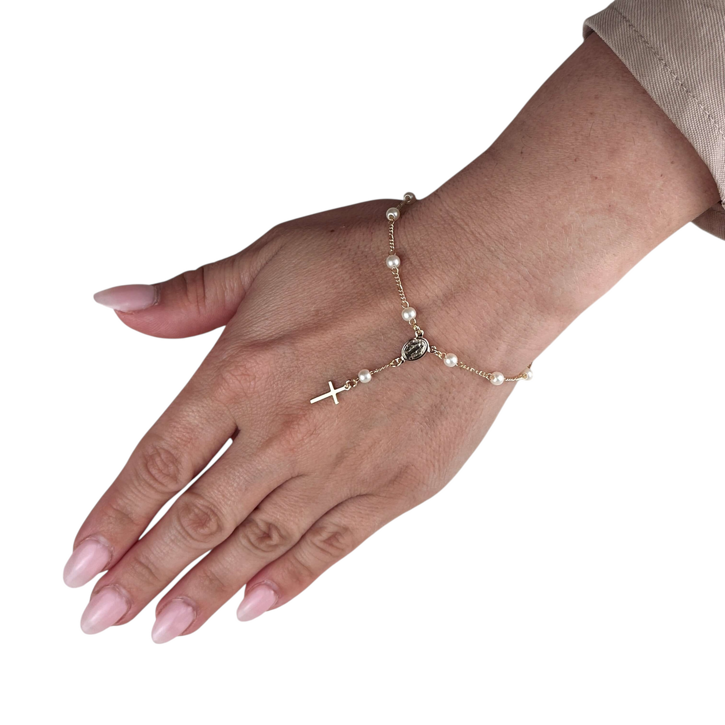 Pearl & Figaro Rosary 18k Gold Filled Bracelet