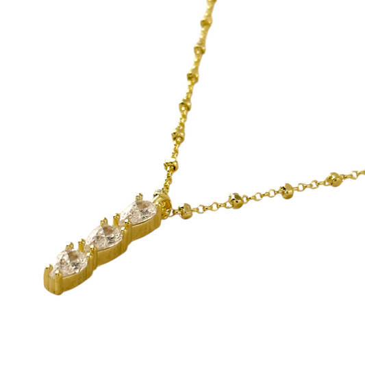Triple CZ Satellite Chain 18K Gold Filled Necklace