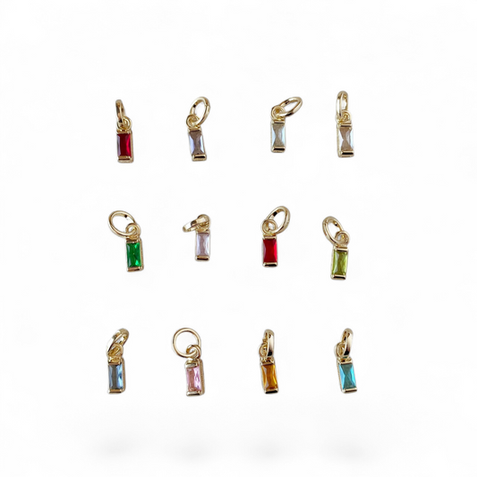 Birthstone Baguette CZ 10mm 18K Gold Filled Charm