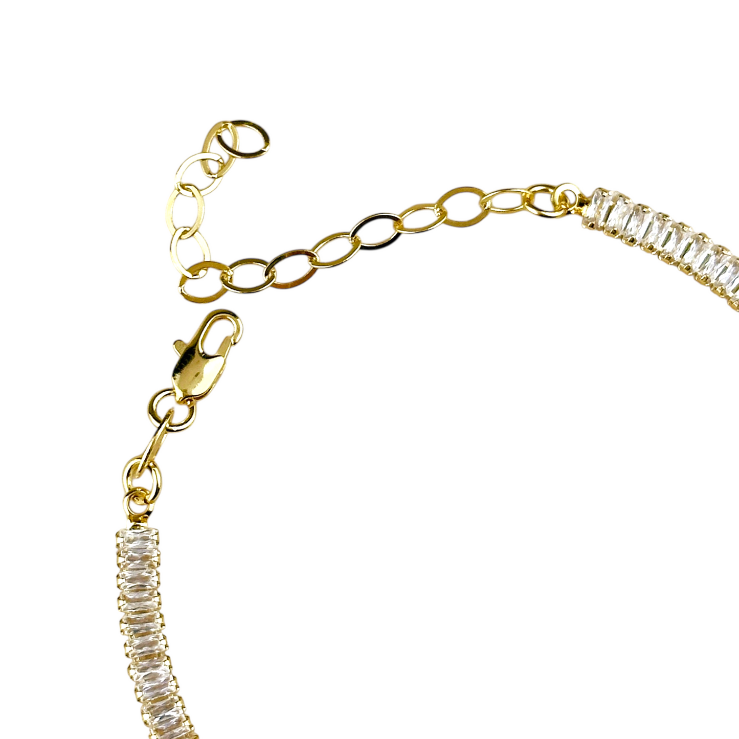 3mm Baguette CZ 18k Gold Filled Riviera Bracelet