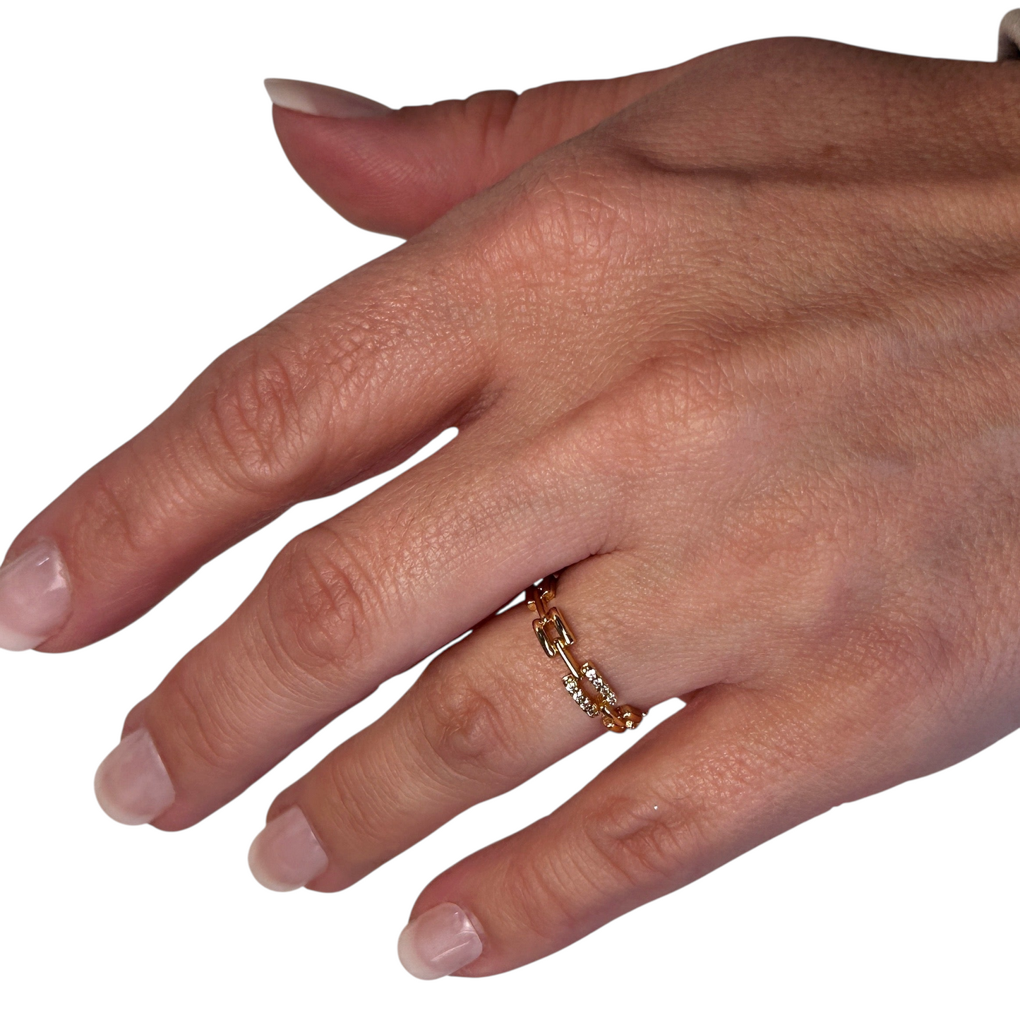 CZ Chain Link 18k Gold Filled Ring