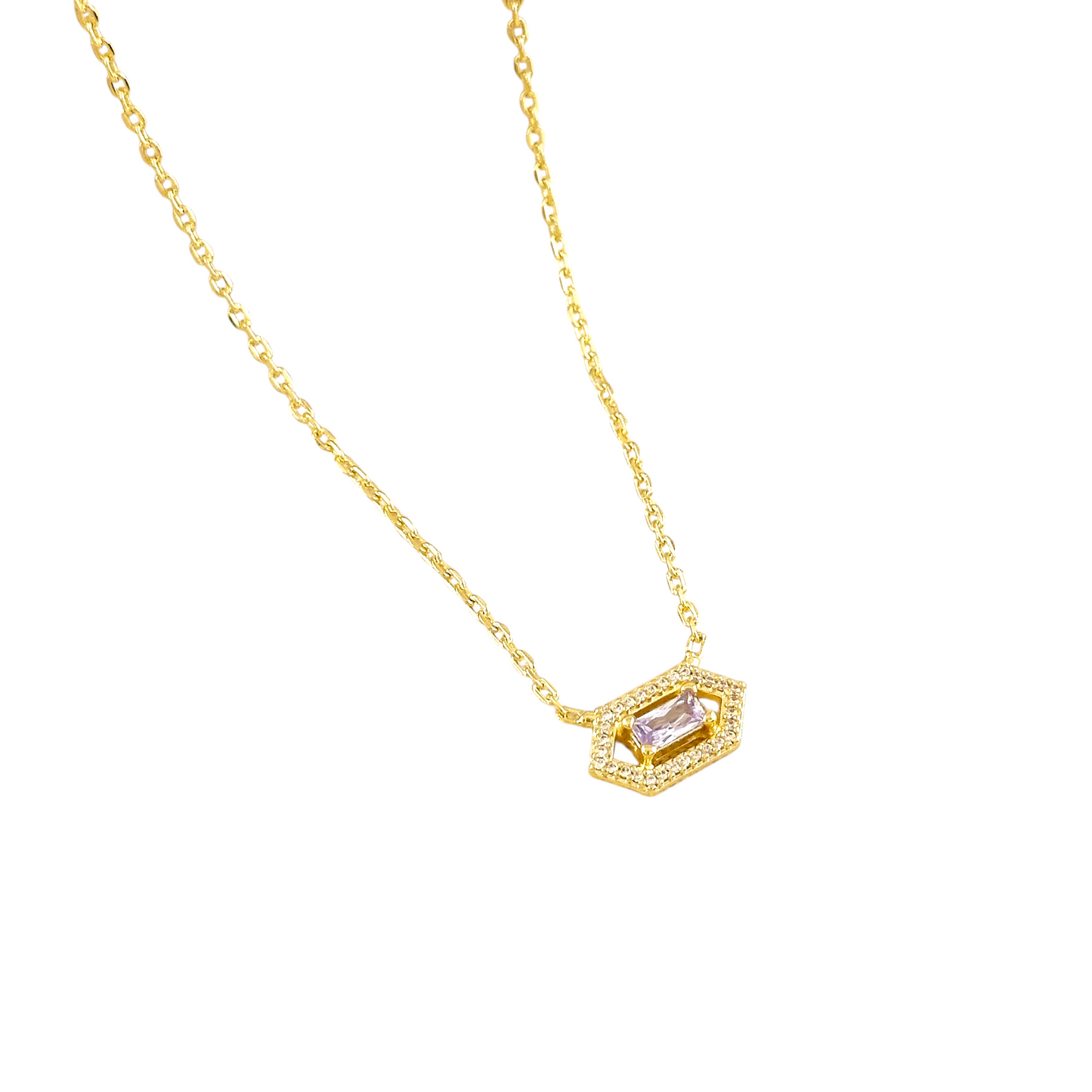 Baguette Birthstone Pendant 18k Gold Filled Necklace