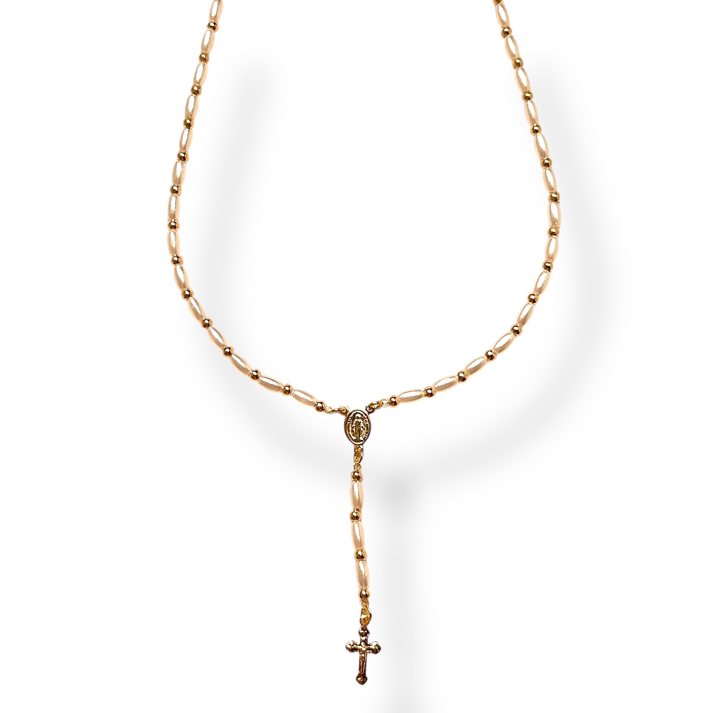 Pearl Rosary 18k Gold Filled Necklace