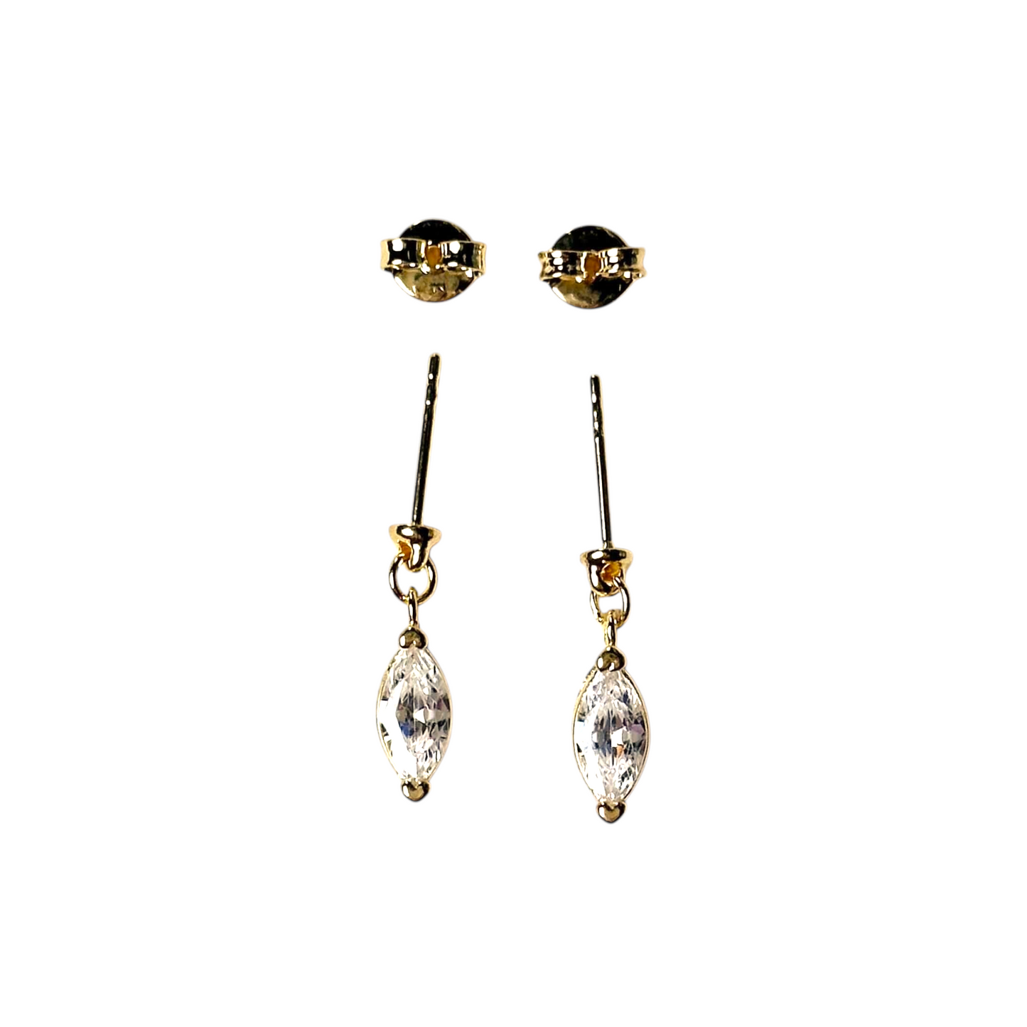 11mm  CZ Marquise Stud 18k Gold Filled Earrings