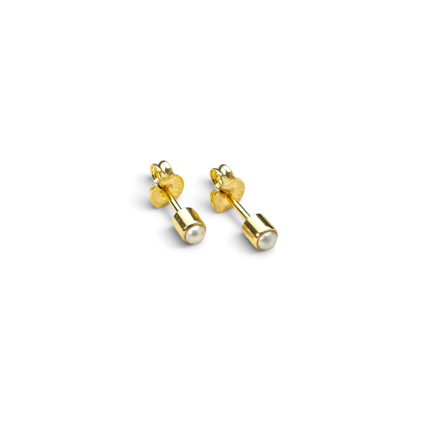 Petite Pearl Cabochon 18K Gold Filled Stud Earrings