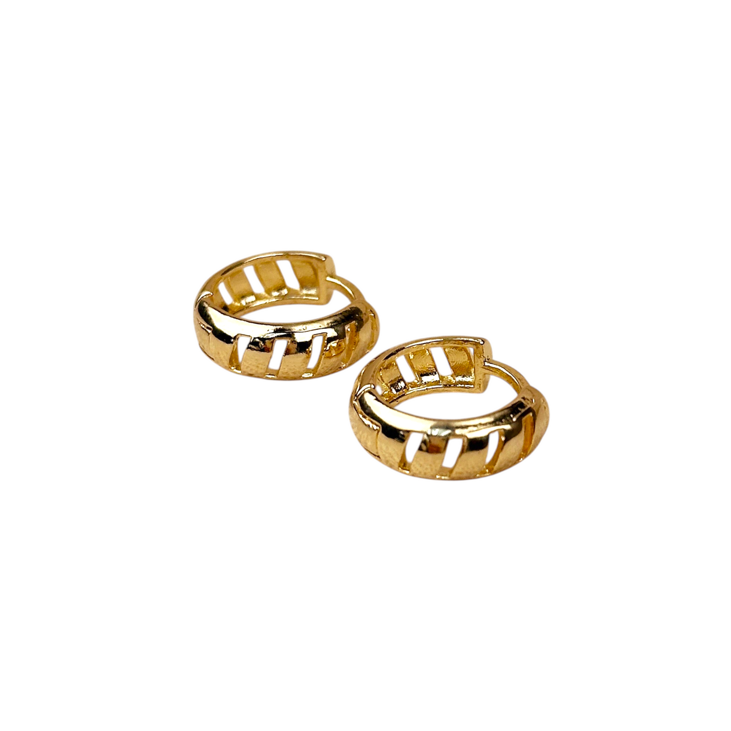 14mm Ribbon Huggie Hoop 18k Gold Filled Earrings