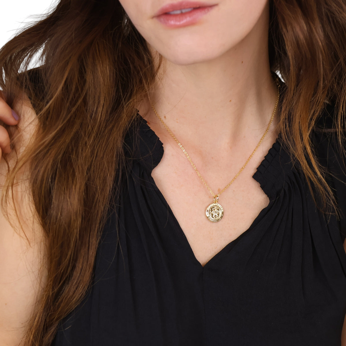 Saint Christopher Medal Pendant in 18K gold-filled, view 6