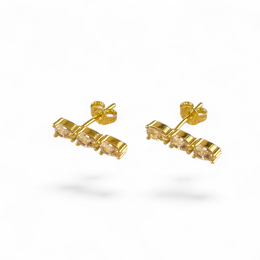 24mm Triple CZ Drop 18K Gold Filled Earrings