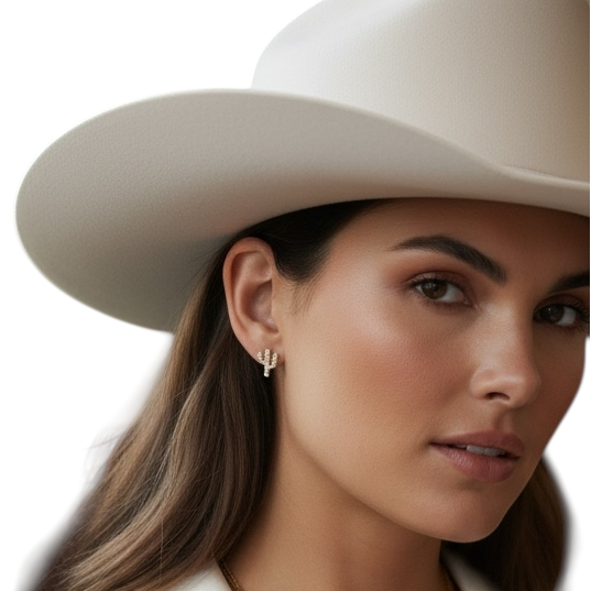 10mm Cactus with CZ Detail 18K Gold Filled Stud Earrings