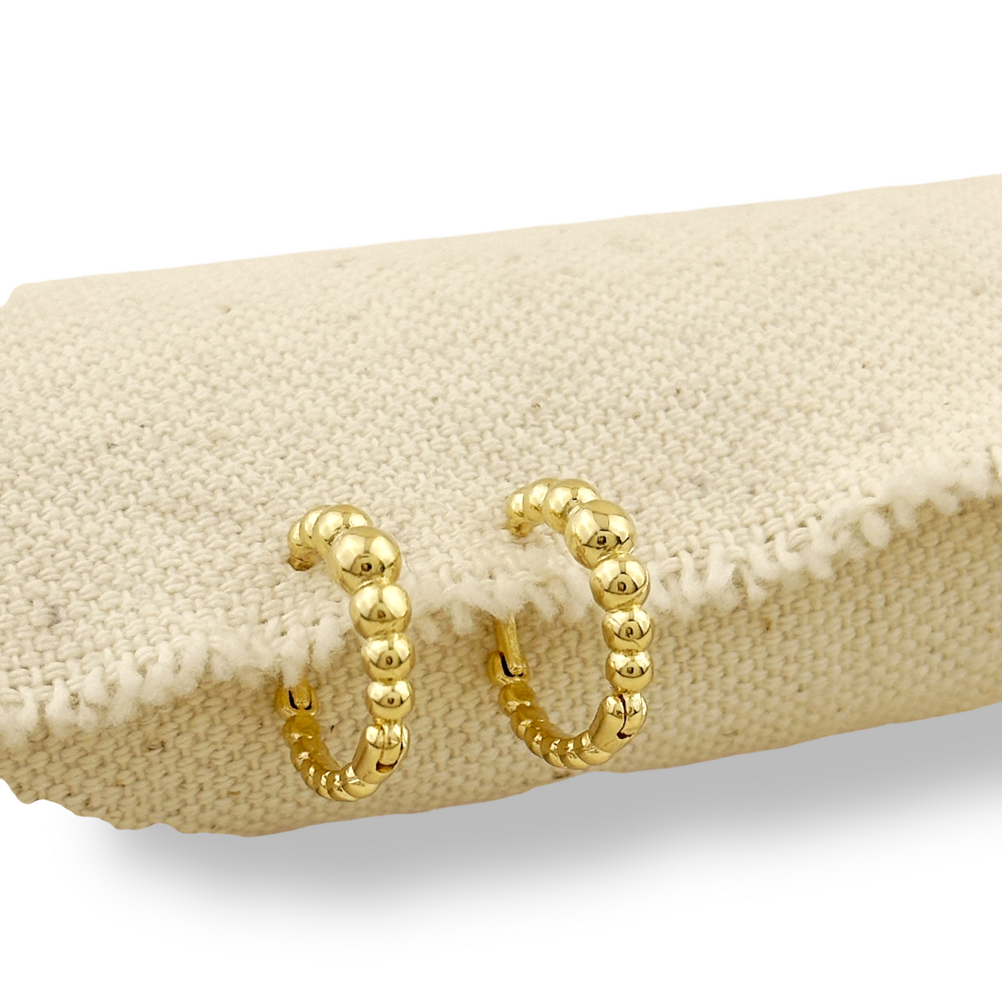 15mm Textured Ball Huggie Hoop 18k Gold Filled Earrings