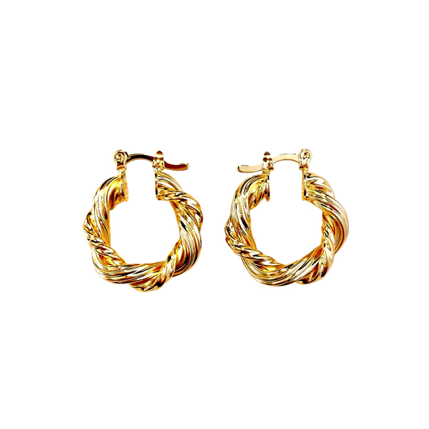 21mm Double Twisted Tube Hoop 18k Gold Filled Earrings