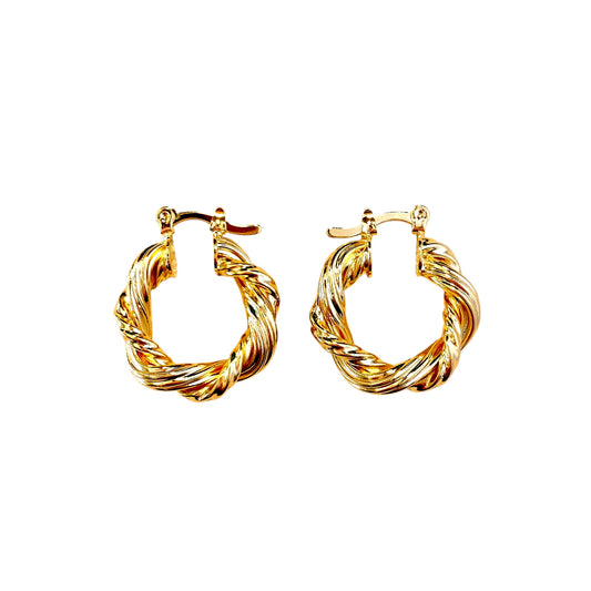 21mm Double Twisted Tube Hoop 18k Gold Filled Earrings