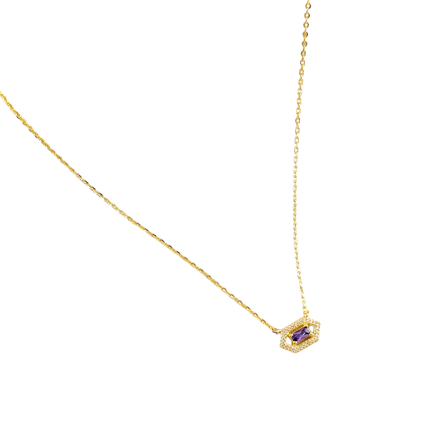 Baguette Birthstone Pendant 18k Gold Filled Necklace
