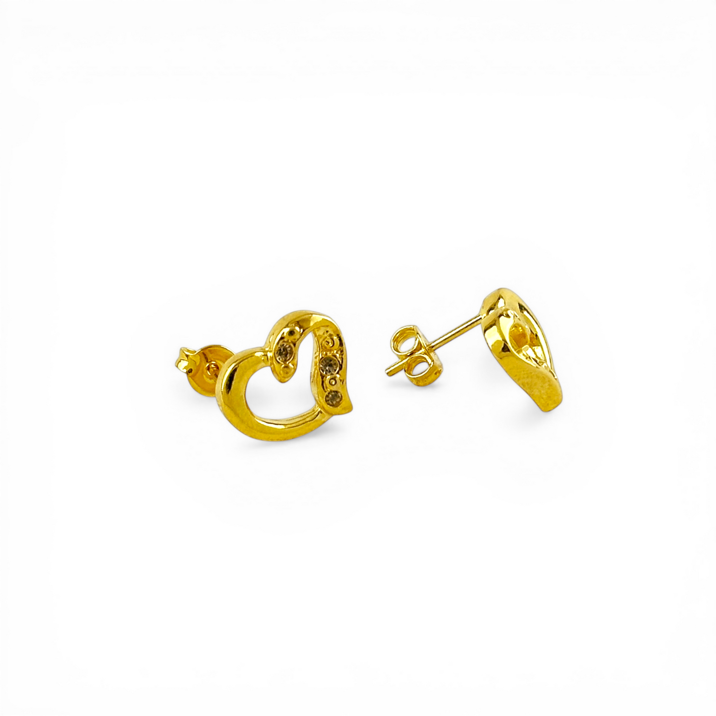 12mm Open Heart with CZ 18K Gold Filled Stud Earrings