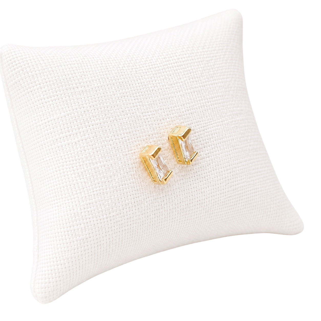 Clear Baguette CZ 6mm 18K Gold Filled Stud Earrings