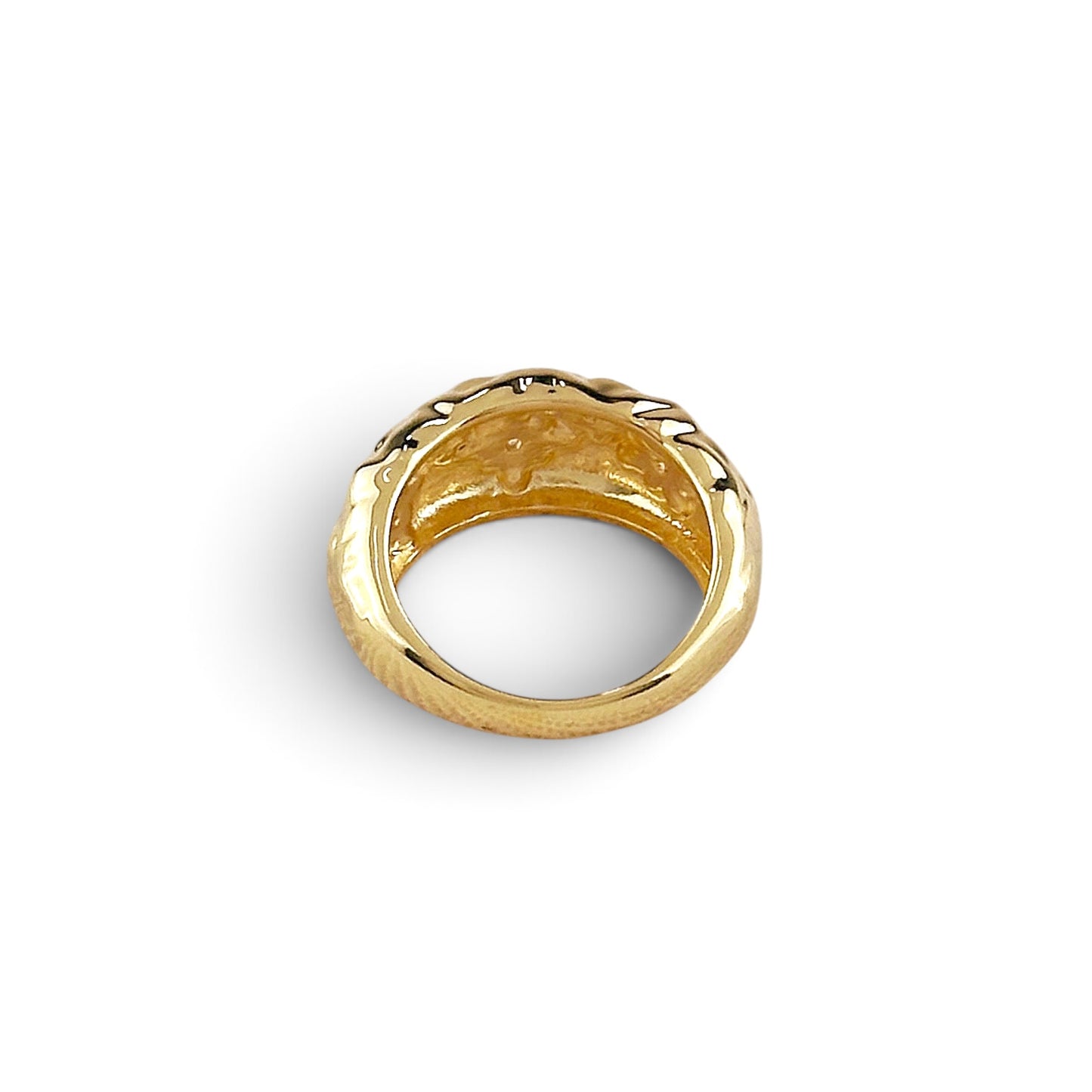 Hammered Moon CZ 6mm 18K Gold Filled Ring