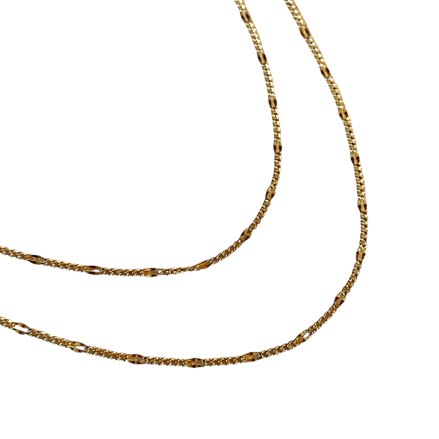 Figaro Battuta Chain 18k Gold Filled Necklace