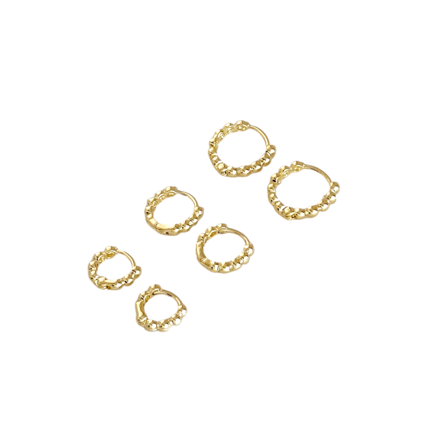 Beaded Huggie Hoop 18K Gold Filled Earrings