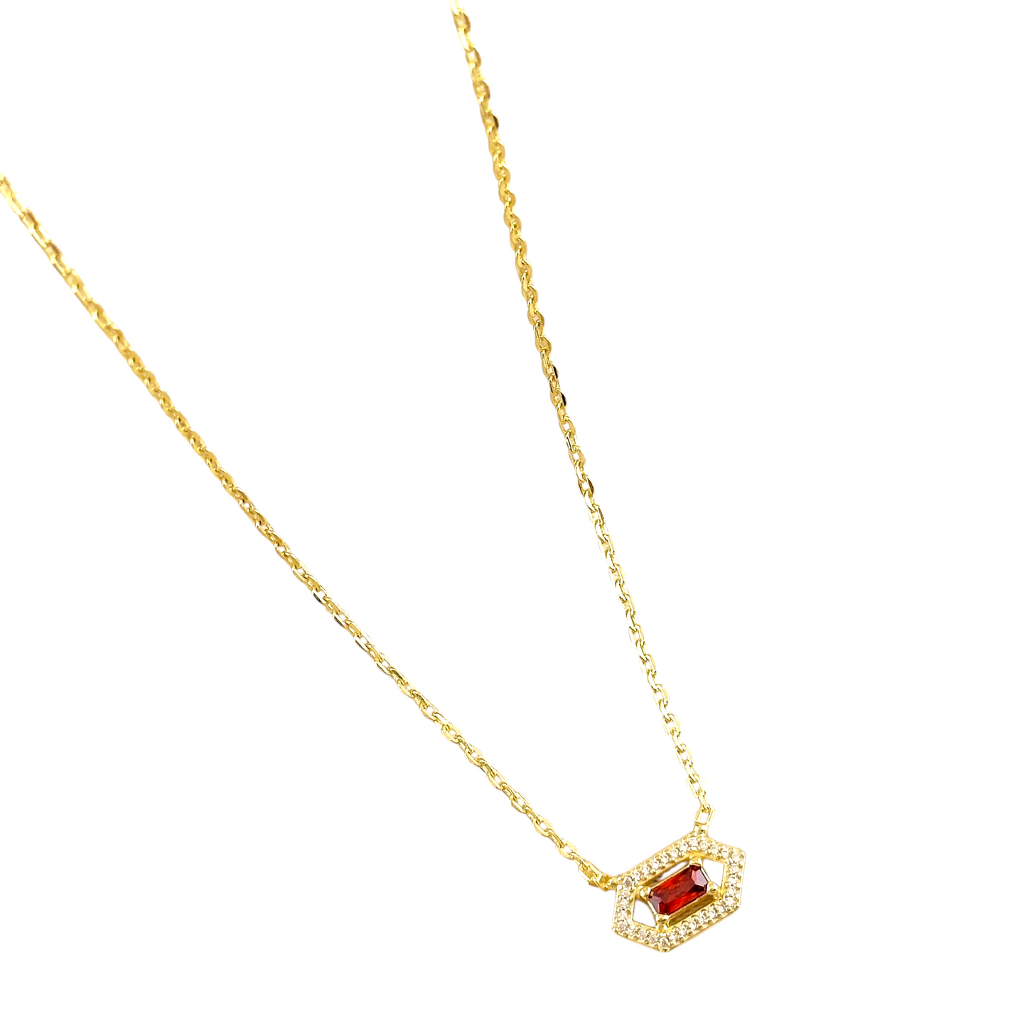 Baguette Birthstone Pendant 18k Gold Filled Necklace