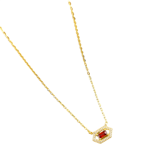 Birthstone Baguette CZ 18K Gold Filled Pendant Necklace