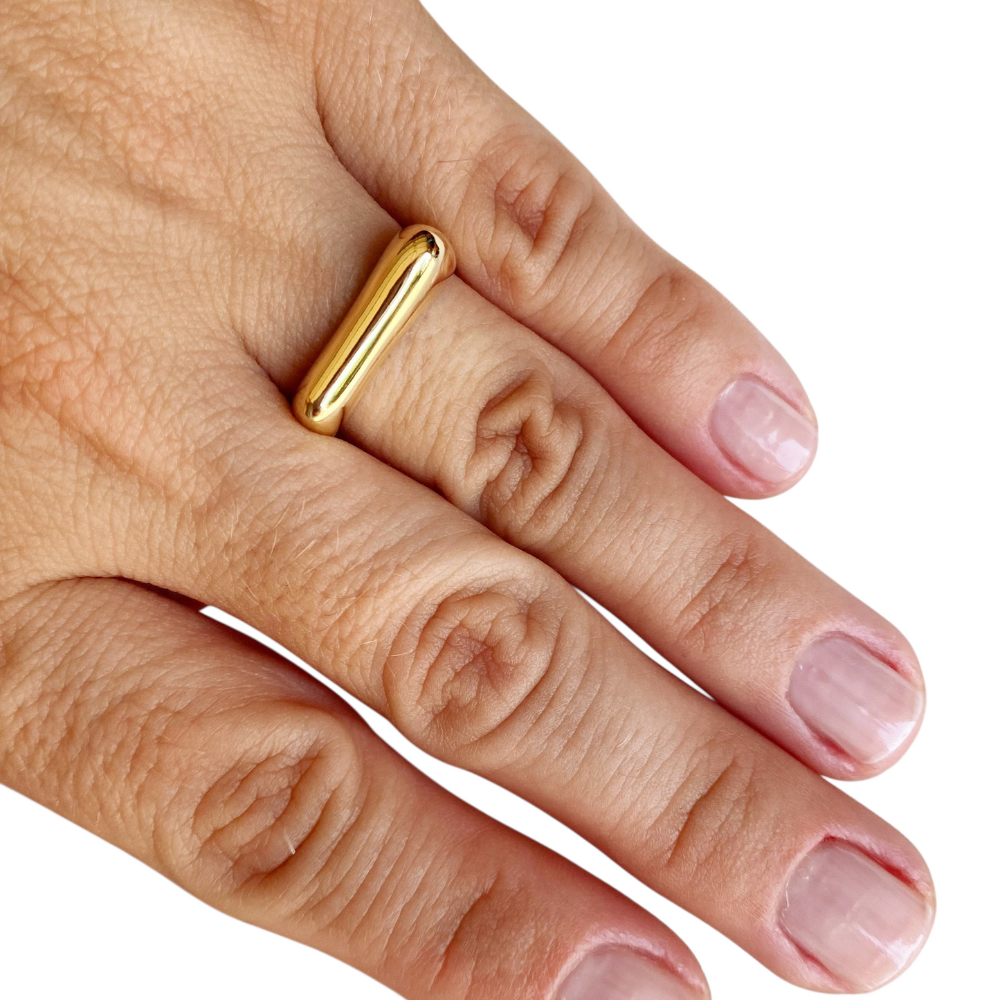 Asymmetric Garnet 18K Gold Filled Ring