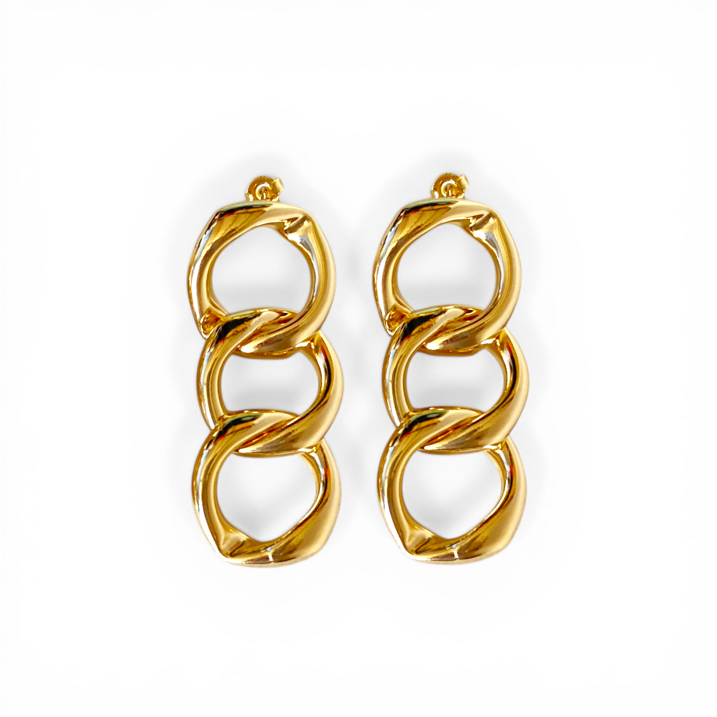 50mm Hollow Curb Link Chain 18K Gold Filled Drop Earrings