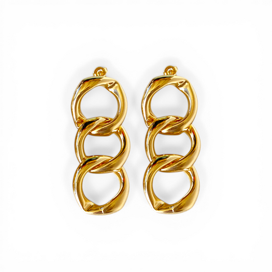 50mm Hollow Curb Link Chain 18K Gold Filled Drop Earrings
