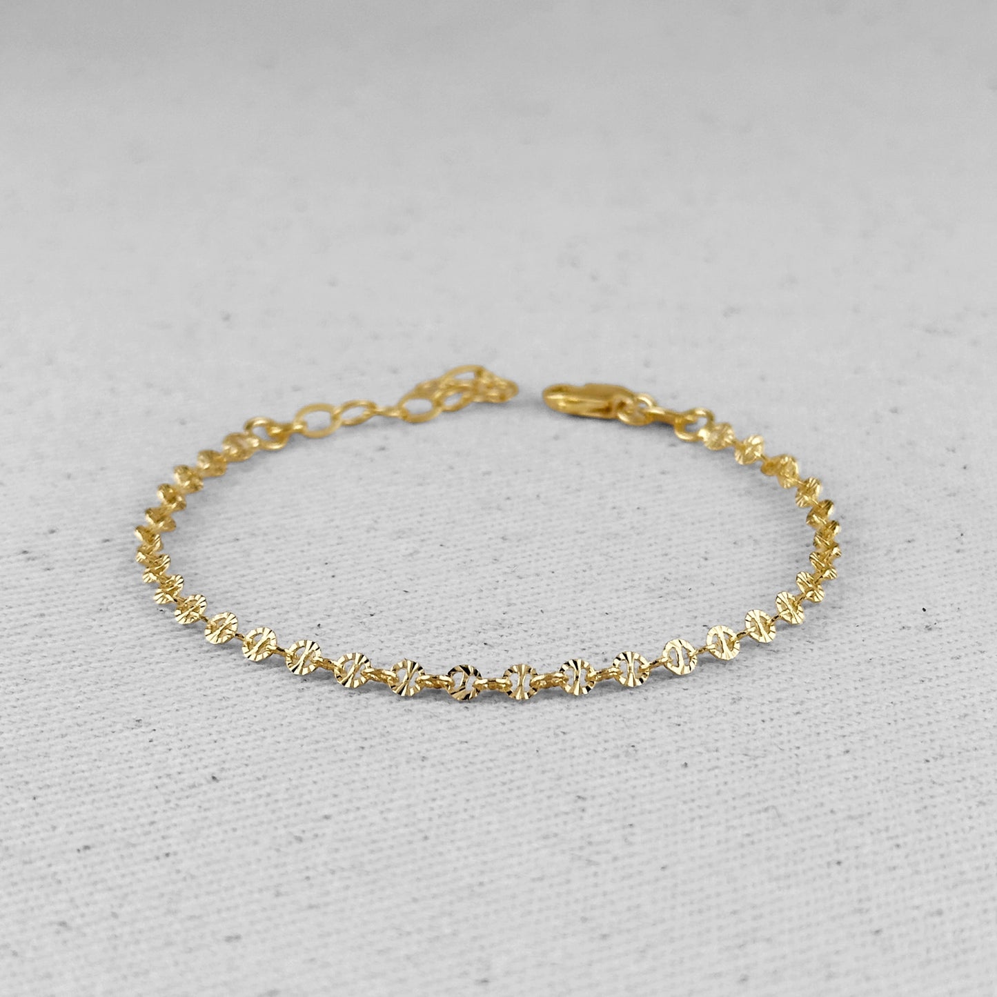 Diamond Cut Mirror Chain 18k Gold Filled Bracelet