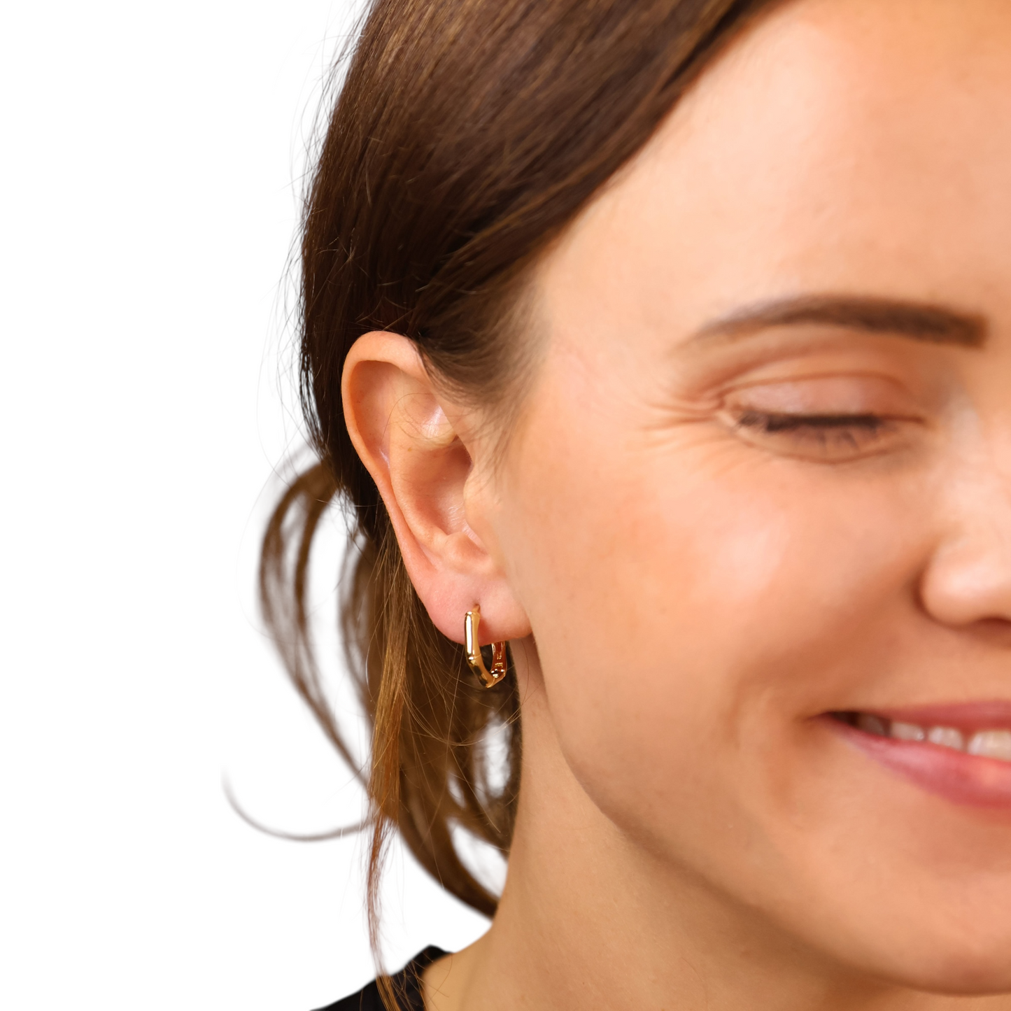 Bamboo Texture Huggie Hoop 18K Gold Filled Earrings