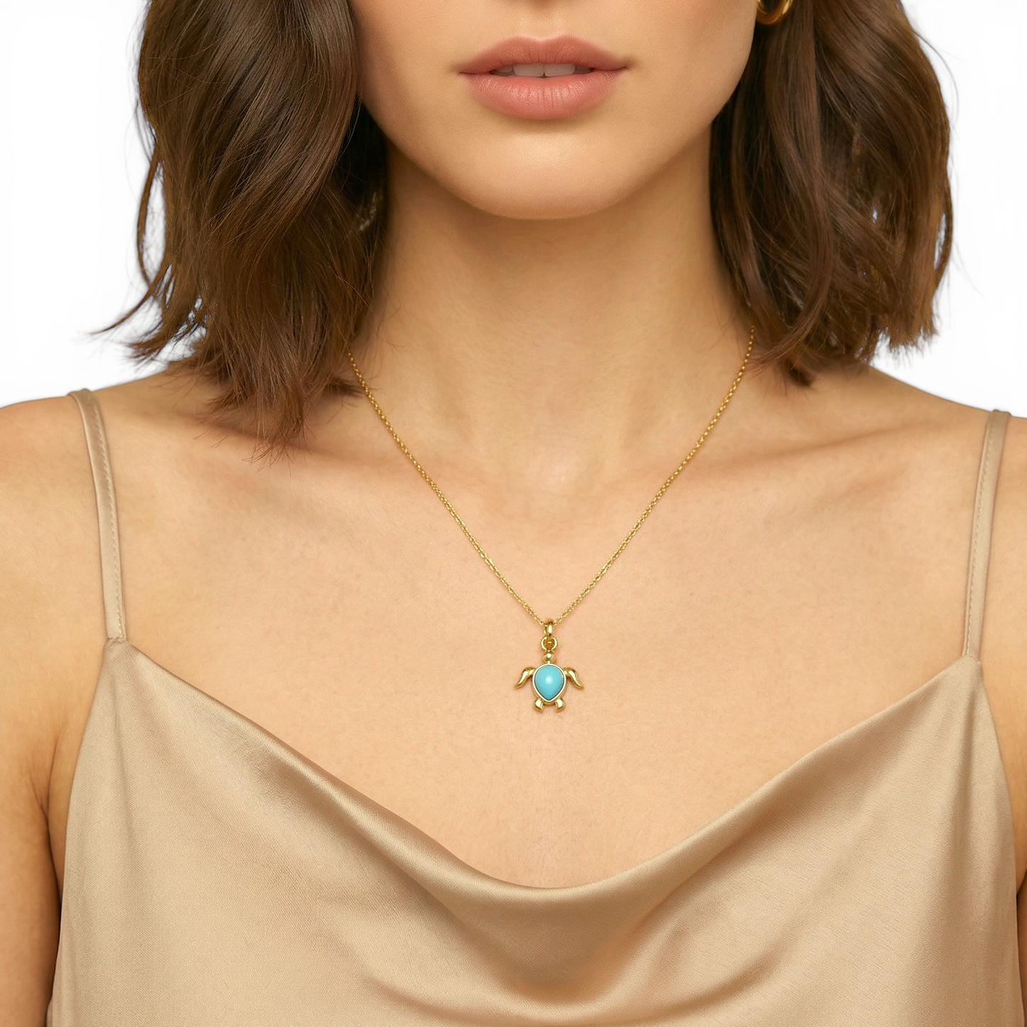 Sea Turtle Turquoise 18mm 18K Gold Filled Charm