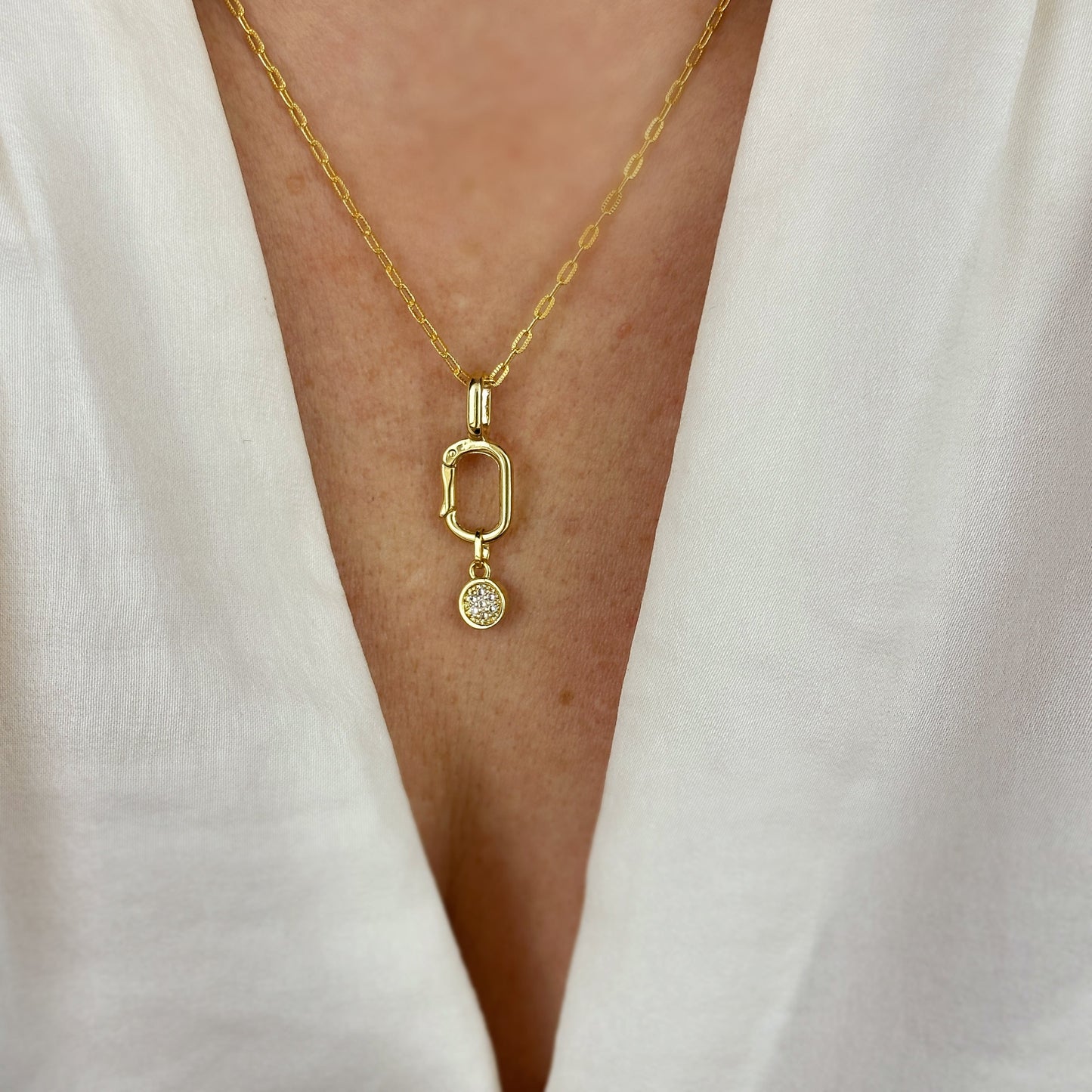 12mm Pavé CZ Disc 18k Gold Filled Charm