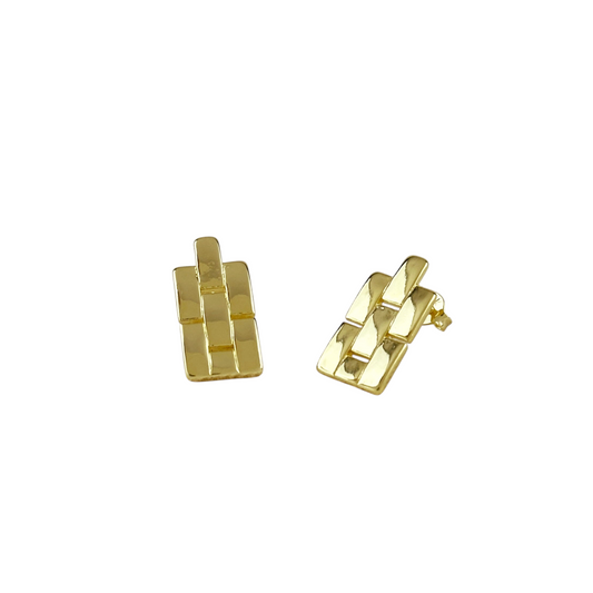 18mm Brick Link Drop 18k Gold Filled Earrings