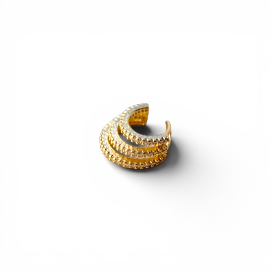 Three Layer Pavé CZ 18K Gold Filled Ear Cuff