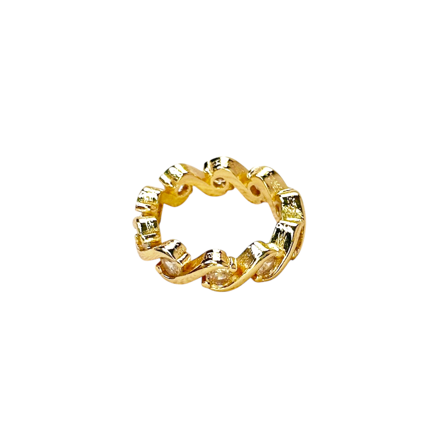 Curved CZ Eternity Band 18k Gold Filled Ring