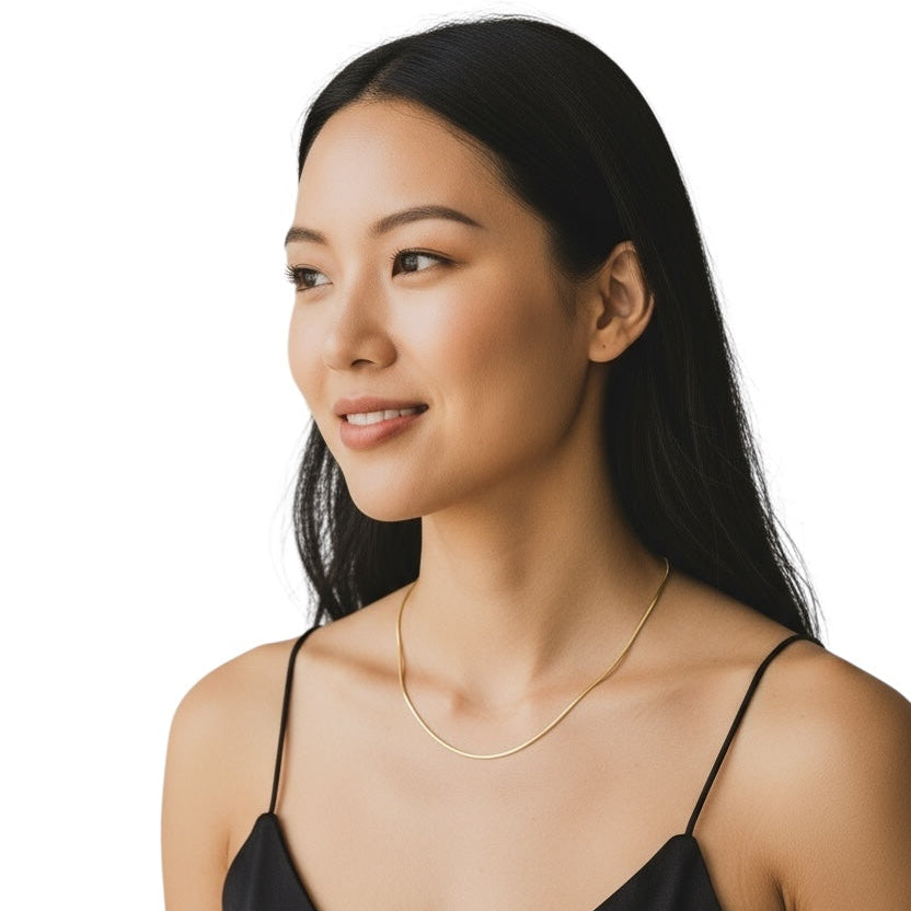 1.2mm Round Snake Chain 18k Gold Filled Necklace